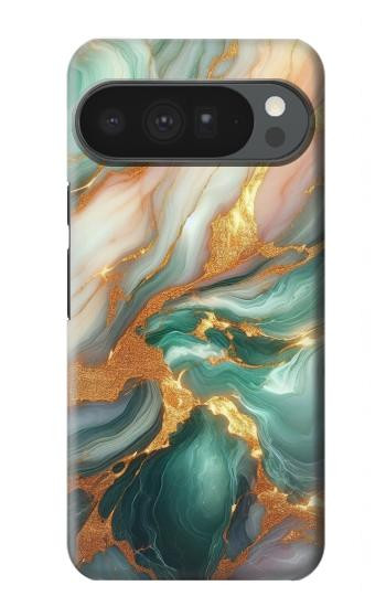 S3993 緑の大理石 金の静脈 Green Marble Gold Veins Google Pixel 10 Pro XL バックケース、フリップケース・カバー