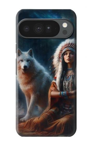 S3995 グリムウルフのインディアンガール Grim Wolf Indian Girl Google Pixel 10 Pro XL バックケース、フリップケース・カバー