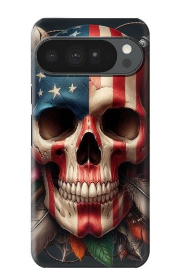 S4015 スカル アメリカ国旗 Skull American Flag Google Pixel 10 Pro XL バックケース、フリップケース・カバー