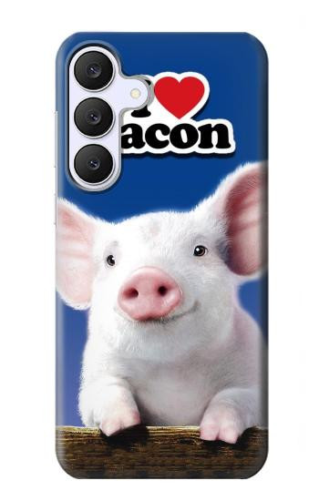 S0608 私はベーコンが大好き かわいい子ブタ I Love Bacon Cute Baby Pig Samsung Galaxy S25 FE, S26 FE バックケース、フリップケース・カバー