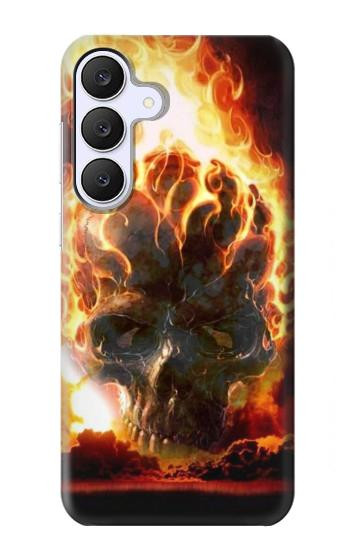 S0863 地獄火スカル Hell Fire Skull Samsung Galaxy S25 FE, S26 FE バックケース、フリップケース・カバー