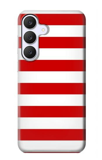 S2364 赤と白のストライプ Red and White Striped Samsung Galaxy S25 FE バックケース、フリップケース・カバー