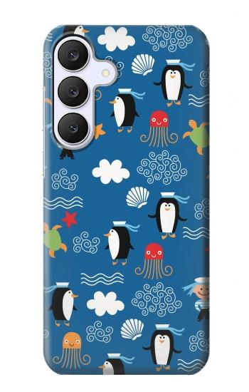 S2572 マリンペンギン柄 Marine Penguin Pattern Samsung Galaxy S25 FE バックケース、フリップケース・カバー