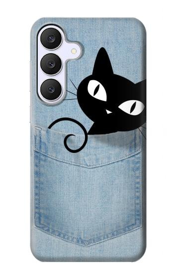 S2641 ポケット黒猫 Pocket Black Cat Samsung Galaxy S25 FE バックケース、フリップケース・カバー