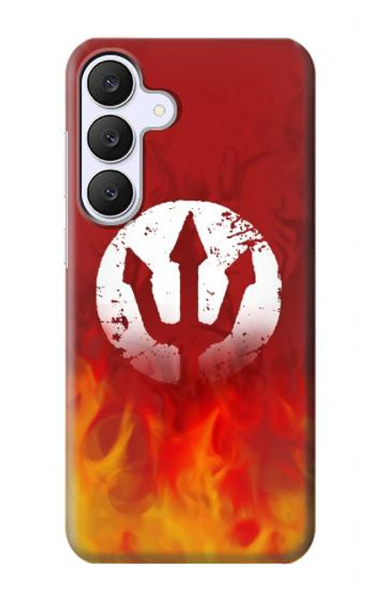 S2803 火災レッドデビル槍シンボル Fire Red Devil Spear Symbol Samsung Galaxy S25 FE バックケース、フリップケース・カバー