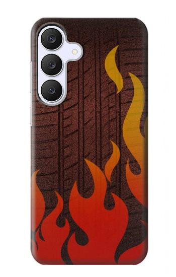 S2988 火災ラリー車のタイヤ Rally Car Tire Fire Samsung Galaxy S25 FE バックケース、フリップケース・カバー
