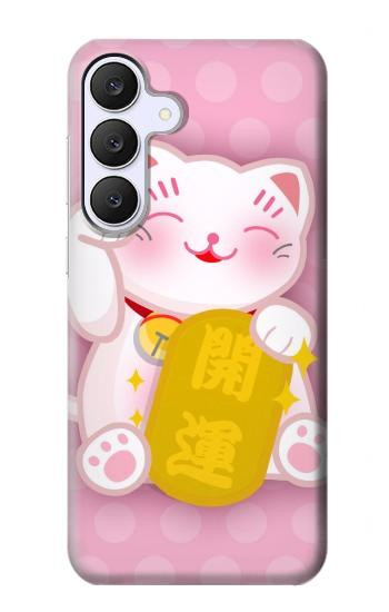 S3025 招き猫 Pink Maneki Neko Lucky Cat Samsung Galaxy S25 FE バックケース、フリップケース・カバー