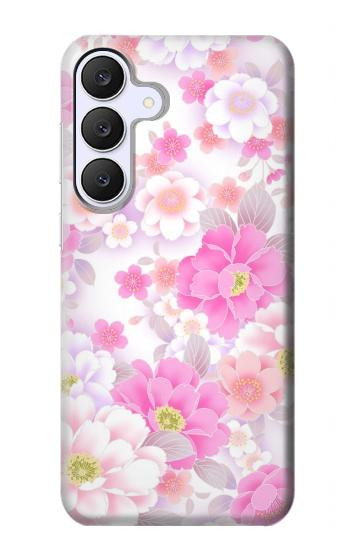 S3036 ピンクフラワーフローラ Pink Sweet Flower Flora Samsung Galaxy S25 FE バックケース、フリップケース・カバー