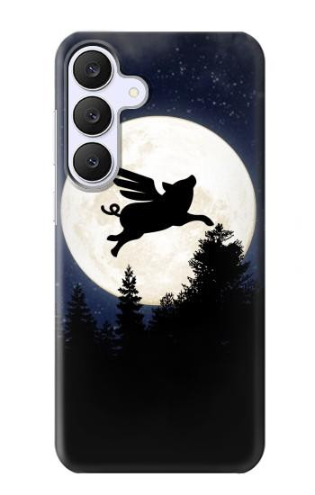 S3289 飛豚 満月 Flying Pig Full Moon Night Samsung Galaxy S25 FE バックケース、フリップケース・カバー