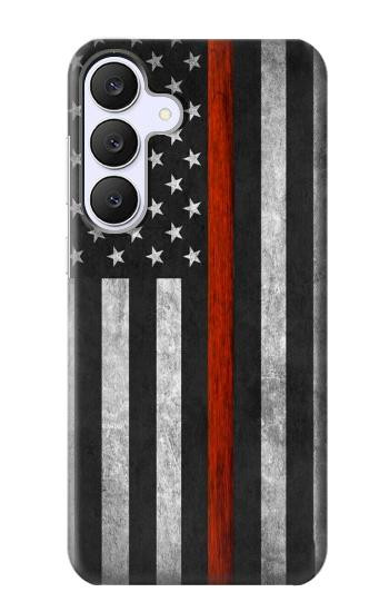 S3472 消防士細い赤線旗 Firefighter Thin Red Line Flag Samsung Galaxy S25 FE バックケース、フリップケース・カバー