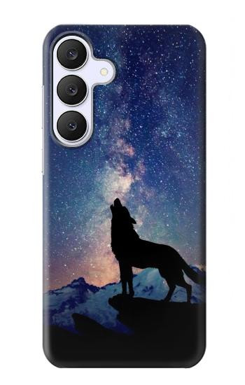 S3555 狼 Wolf Howling Million Star Samsung Galaxy S25 FE バックケース、フリップケース・カバー