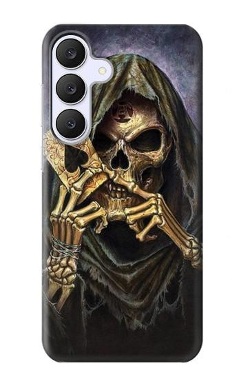 S3594 死神ポーカー Grim Reaper Wins Poker Samsung Galaxy S25 FE, S26 FE バックケース、フリップケース・カバー