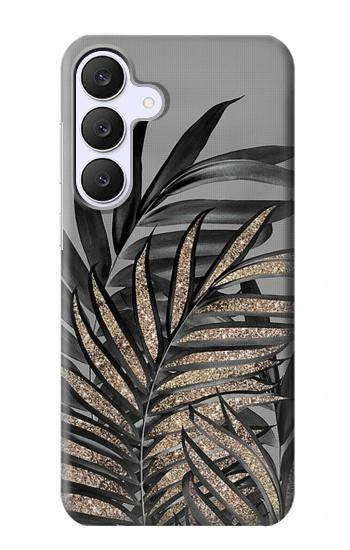 S3692 灰色の黒いヤシの葉 Gray Black Palm Leaves Samsung Galaxy S25 FE バックケース、フリップケース・カバー