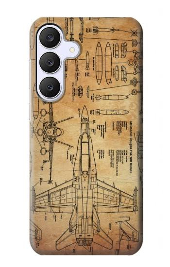 S3868 航空機の設計図の古い紙 Aircraft Blueprint Old Paper Samsung Galaxy S25 FE バックケース、フリップケース・カバー