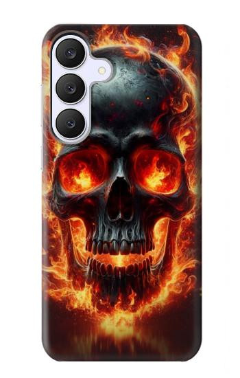 S3986 火の頭蓋骨 Fire Skull Samsung Galaxy S25 FE, S26 FE バックケース、フリップケース・カバー