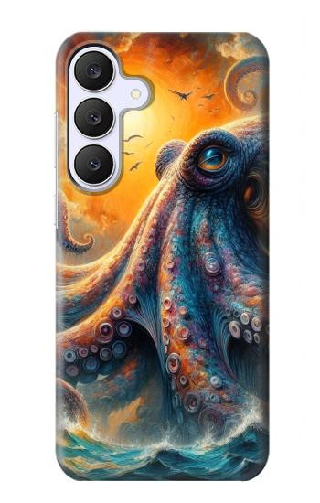 S4003 油絵 巨大タコ Oil Color Painting Giant Octopus Samsung Galaxy S25 FE, S26 FE バックケース、フリップケース・カバー
