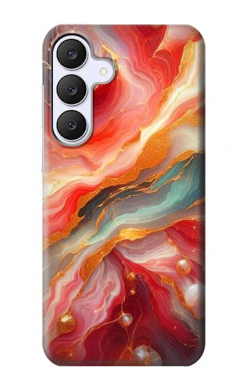 S4012 赤い大理石の金色の静脈 Red Marble Gold Veins Samsung Galaxy S25 FE バックケース、フリップケース・カバー