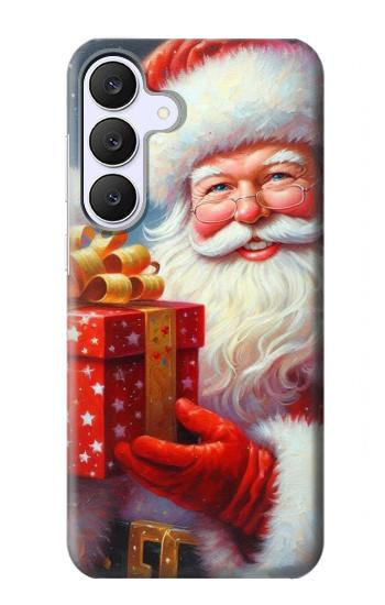 S4029 クリスマス 笑顔のサンタクロース ギフトボックス Xmas Smiling Santa Claus Gift Box Samsung Galaxy S25 FE バックケース、フリップケース・カバー