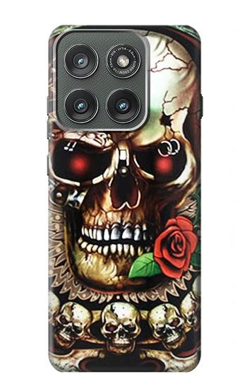 S0753 スカル 翼 バラ パンク Skull Wing Rose Punk Motorola Edge (2025) バックケース、フリップケース・カバー
