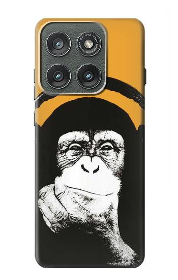 S2324 ヘッドフォンポップミュージックと面白い猿 Funny Monkey with Headphone Pop Music Motorola Edge (2025) バックケース、フリップケース・カバー