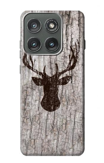 S2505 トナカイ古い木材グラフィックプリント Reindeer Head Old Wood Texture Graphic Printed Motorola Edge (2025) バックケース、フリップケース・カバー