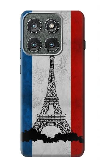 S2859 ヴィンテージフランスの旗エッフェル塔 Vintage France Flag Eiffel Tower Motorola Edge (2025) バックケース、フリップケース・カバー