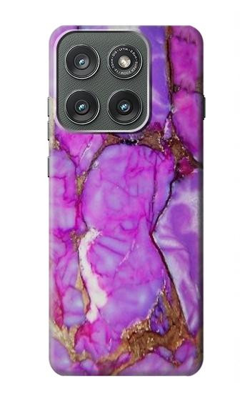 S2907 パープルターコイズ宝石グラフィックプリント Purple Turquoise Stone Motorola Edge (2025) バックケース、フリップケース・カバー
