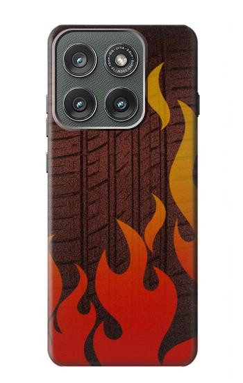 S2988 火災ラリー車のタイヤ Rally Car Tire Fire Motorola Edge (2025) バックケース、フリップケース・カバー