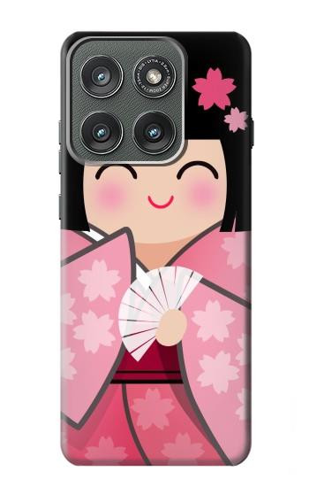 S3042 雛人形 着物桜 Japan Girl Hina Doll Kimono Sakura Motorola Edge (2025) バックケース、フリップケース・カバー