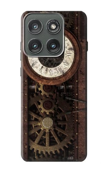 S3221 クロックギア Steampunk Clock Gears Motorola Edge (2025) バックケース、フリップケース・カバー