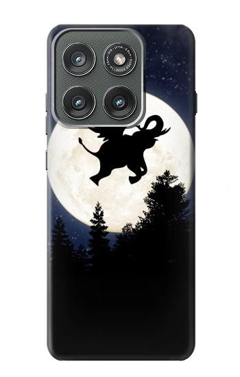 S3323 飛び象満月の夜 Flying Elephant Full Moon Night Motorola Edge (2025) バックケース、フリップケース・カバー