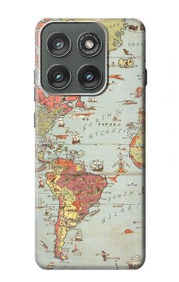 S3418 ヴィンテージの世界地図 Vintage World Map Motorola Edge (2025) バックケース、フリップケース・カバー