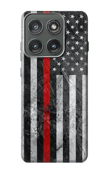 S3687 消防士細い赤い線アメリカの国旗 Firefighter Thin Red Line American Flag Motorola Edge (2025) バックケース、フリップケース・カバー