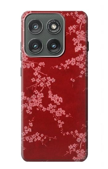 S3817 赤い花の桜のパターン Red Floral Cherry blossom Pattern Motorola Edge (2025) バックケース、フリップケース・カバー
