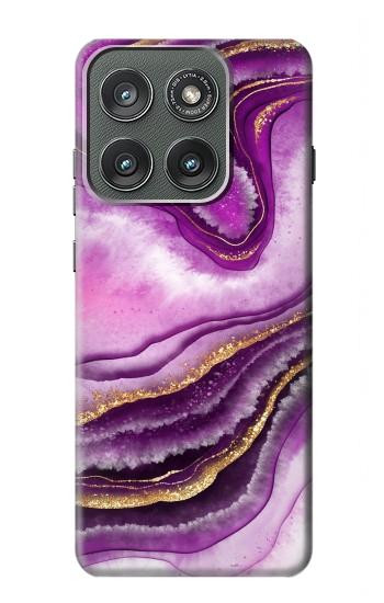 S3896 紫色の大理石の金の筋 Purple Marble Gold Streaks Motorola Edge (2025) バックケース、フリップケース・カバー