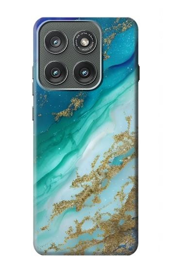 S3920 抽象的なオーシャンブルー色混合エメラルド Abstract Ocean Blue Color Mixed Emerald Motorola Edge (2025) バックケース、フリップケース・カバー