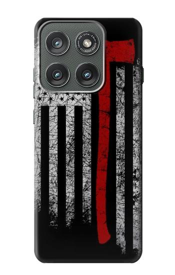 S3958 消防士の斧の旗 Firefighter Axe Flag Motorola Edge (2025) バックケース、フリップケース・カバー