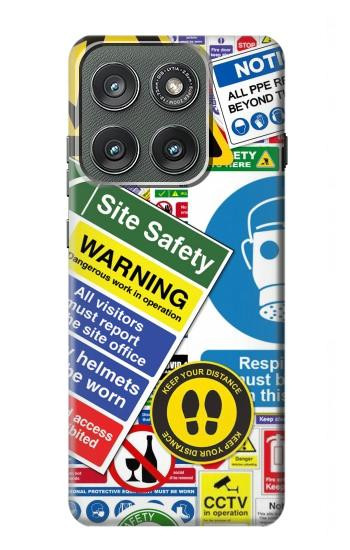 S3960 安全標識ステッカー コラージュ Safety Signs Sticker Collage Motorola Edge (2025) バックケース、フリップケース・カバー