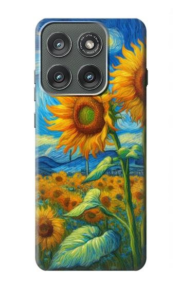 S4019 ひまわり ヴァン・ゴッホ風 Sunflower Van Gogh Style Motorola Edge (2025) バックケース、フリップケース・カバー