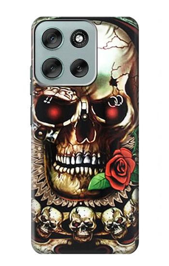 S0753 スカル 翼 バラ パンク Skull Wing Rose Punk Motorola Moto G56 バックケース、フリップケース・カバー