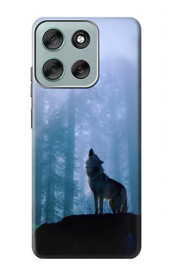 S0935 森の中の野生オオカミのハウリング Wolf Howling in Forest Motorola Moto G56 バックケース、フリップケース・カバー