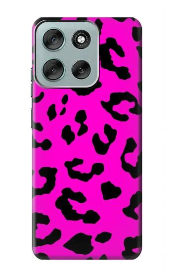 S1850 ピンクのヒョウ柄 Pink Leopard Pattern Motorola Moto G56 バックケース、フリップケース・カバー