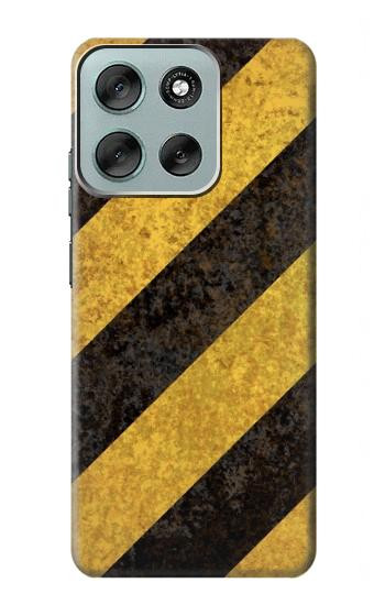 S2231 黄色と黒のラインハザードストライプ Yellow and Black Line Hazard Striped Motorola Moto G56 バックケース、フリップケース・カバー
