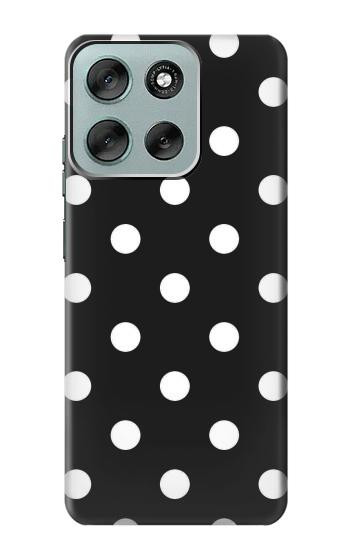 S2299 黒い水玉 Black Polka Dots Motorola Moto G56 バックケース、フリップケース・カバー