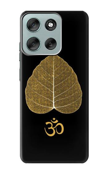 S2331 金の葉仏教 オームシンボル Gold Leaf Buddhist Om Symbol Motorola Moto G56 バックケース、フリップケース・カバー