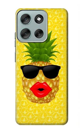 S2443 楽しい パイナップルサングラス 接吻 Funny Pineapple Sunglasses Kiss Motorola Moto G56 バックケース、フリップケース・カバー
