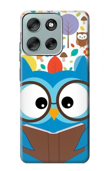S2521 可愛いオタクフクロウ漫画 Cute Nerd Owl Cartoon Motorola Moto G56 バックケース、フリップケース・カバー