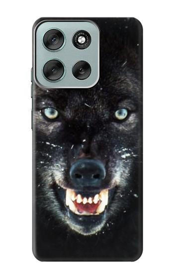 S2823 ブラックウルフ Black Wolf Blue Eyes Face Motorola Moto G56 バックケース、フリップケース・カバー