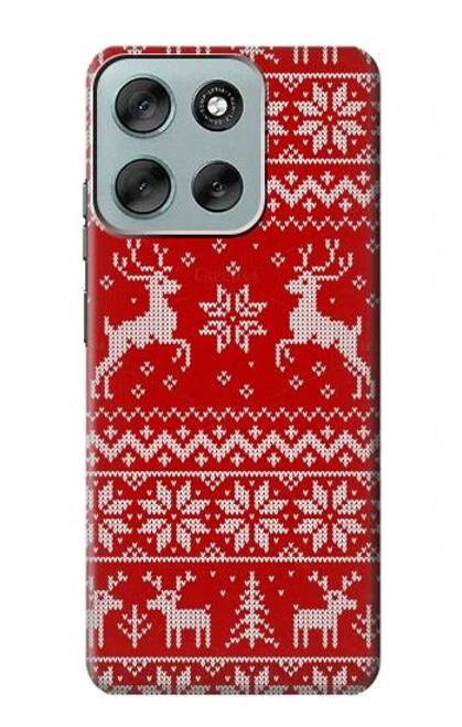 S2835 クリスマス トナカイ パターン Christmas Reindeer Knitted Pattern Motorola Moto G56 バックケース、フリップケース・カバー