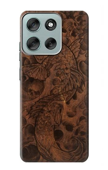 S3405 魚のタトゥーグラフィックプリント Fish Tattoo Leather Graphic Print Motorola Moto G56 バックケース、フリップケース・カバー